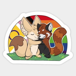 LGBTQIA+ - Fennec Fox + Red Panda Hug Sticker